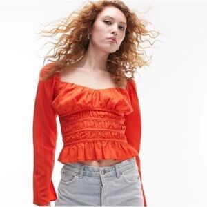 TOPSHOP Sweetheart Neck Textured Top Size 2